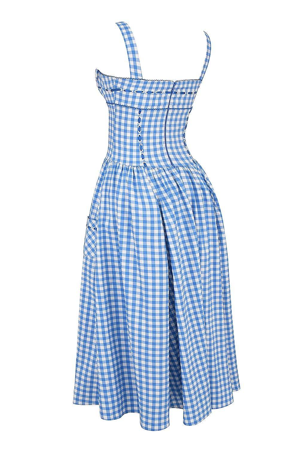Vivien  regatta blue gingham midi sundress Product Image