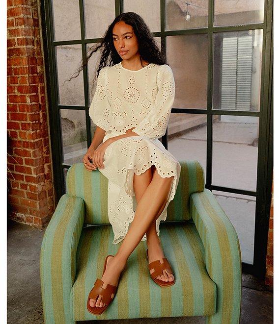 Steve Madden Meera Coordinating Crew Neck 3/4 Sleeve Eyelet Top Product Image