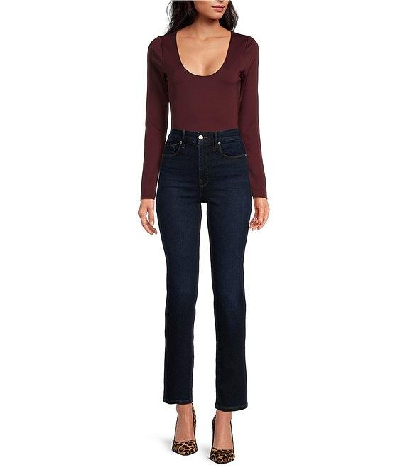 Good American Soft-Tech Good Classic Slim High Rise Straight Jeans Product Image