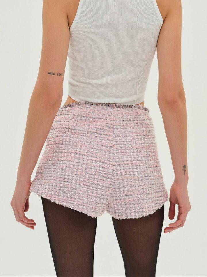 Strawberry Cream Tweed Shorts — Pink Product Image