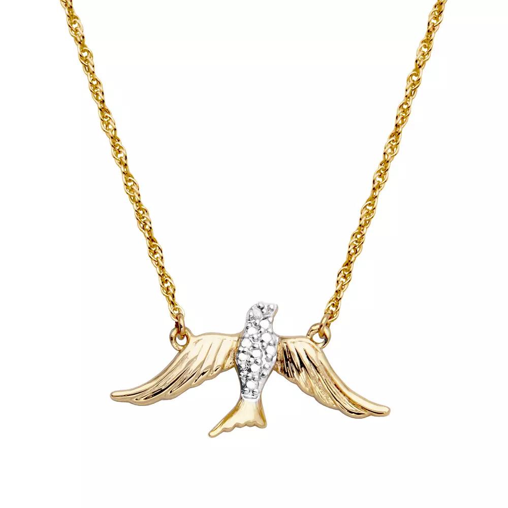 Sarafina Gold-Tone Diamond-Accent Dove Necklace, Women's, Size: 18", Gold Tone White Product Image