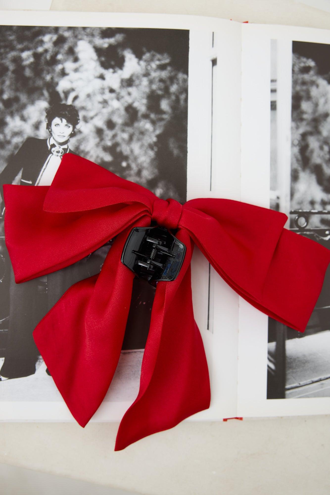 Matte Satin Bow Claw Clip Red Product Image