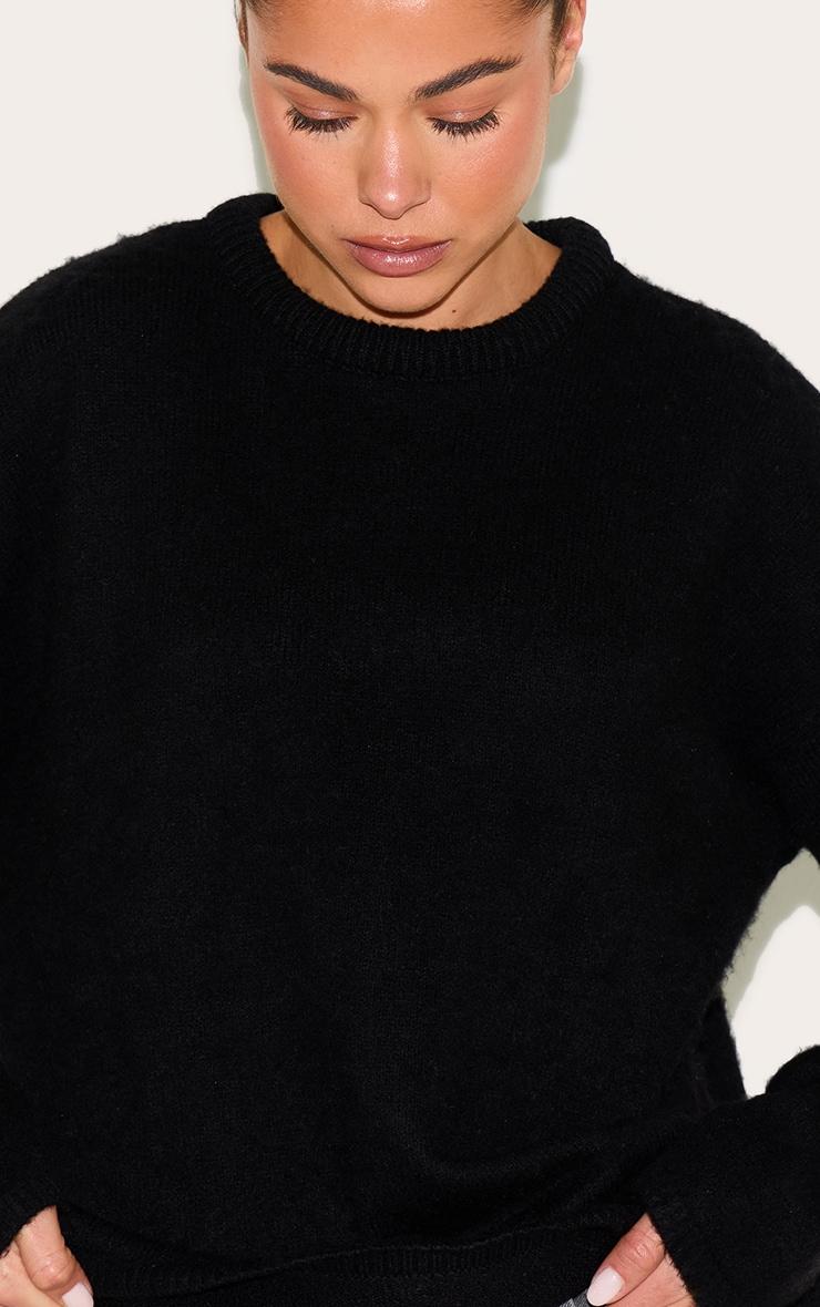 Black Soft Knit Oversized Sweater Product Image