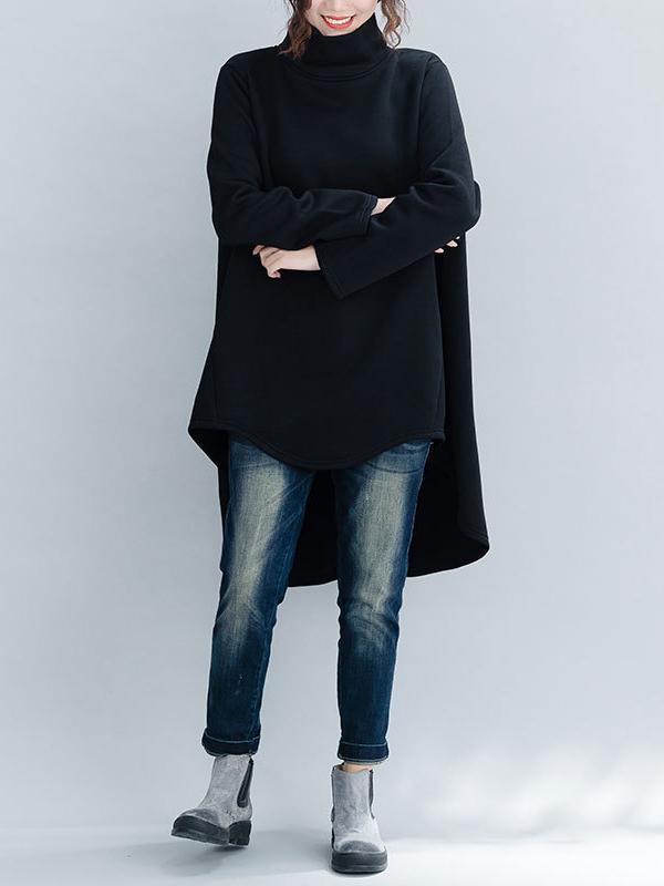 Loose Turtleneck Cropped Sweatshirt Product Image