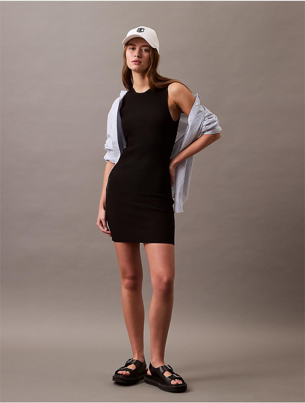 Calvin Klein Womens Rib Sleeveless Mini Dress - White Product Image