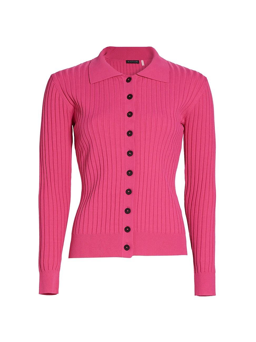 Womens Mariella Rib-Knit Polo Cardigan Product Image