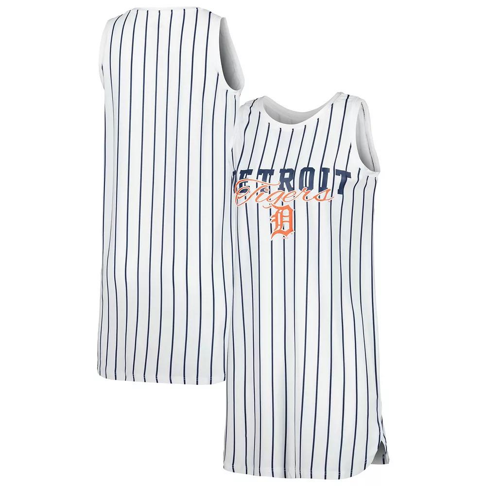 Women's Concepts Sport White Detroit Tigers Reel Pinstripe Knit Sleeveless Nightshirt,  Product Image