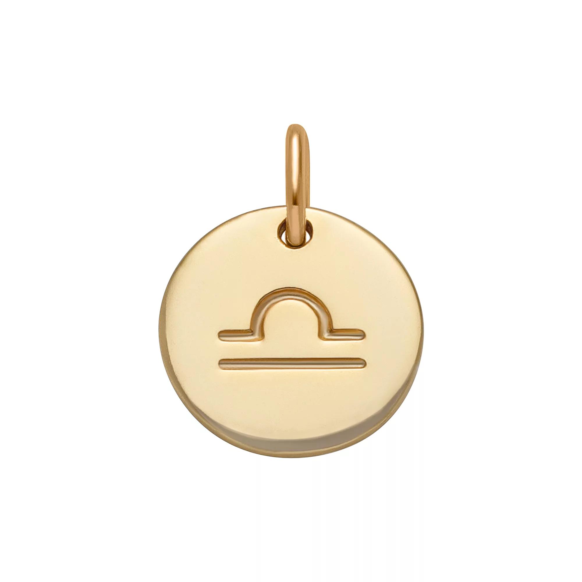 PRIMROSE 18k Gold Over Silver Etched Zodiac Disc Charm, Women's, Gold Tone Libra Product Image