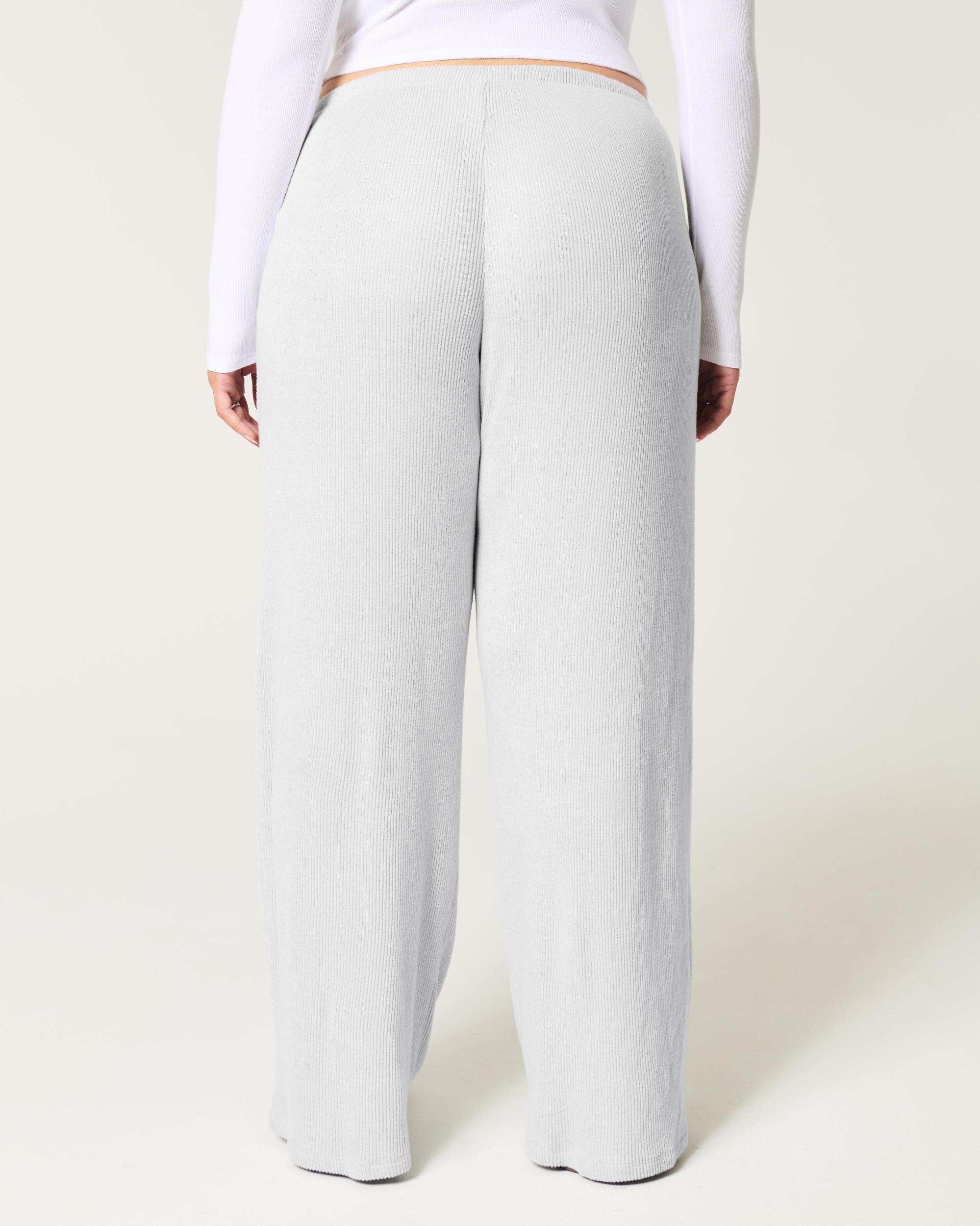 Cozy Ribbed Drawstring Baggy Pants Product Image