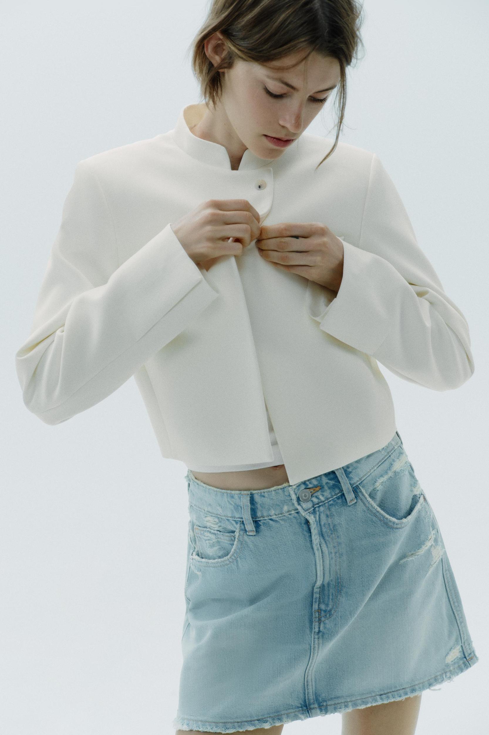 RIPPED TRF DENIM SKIRT Product Image