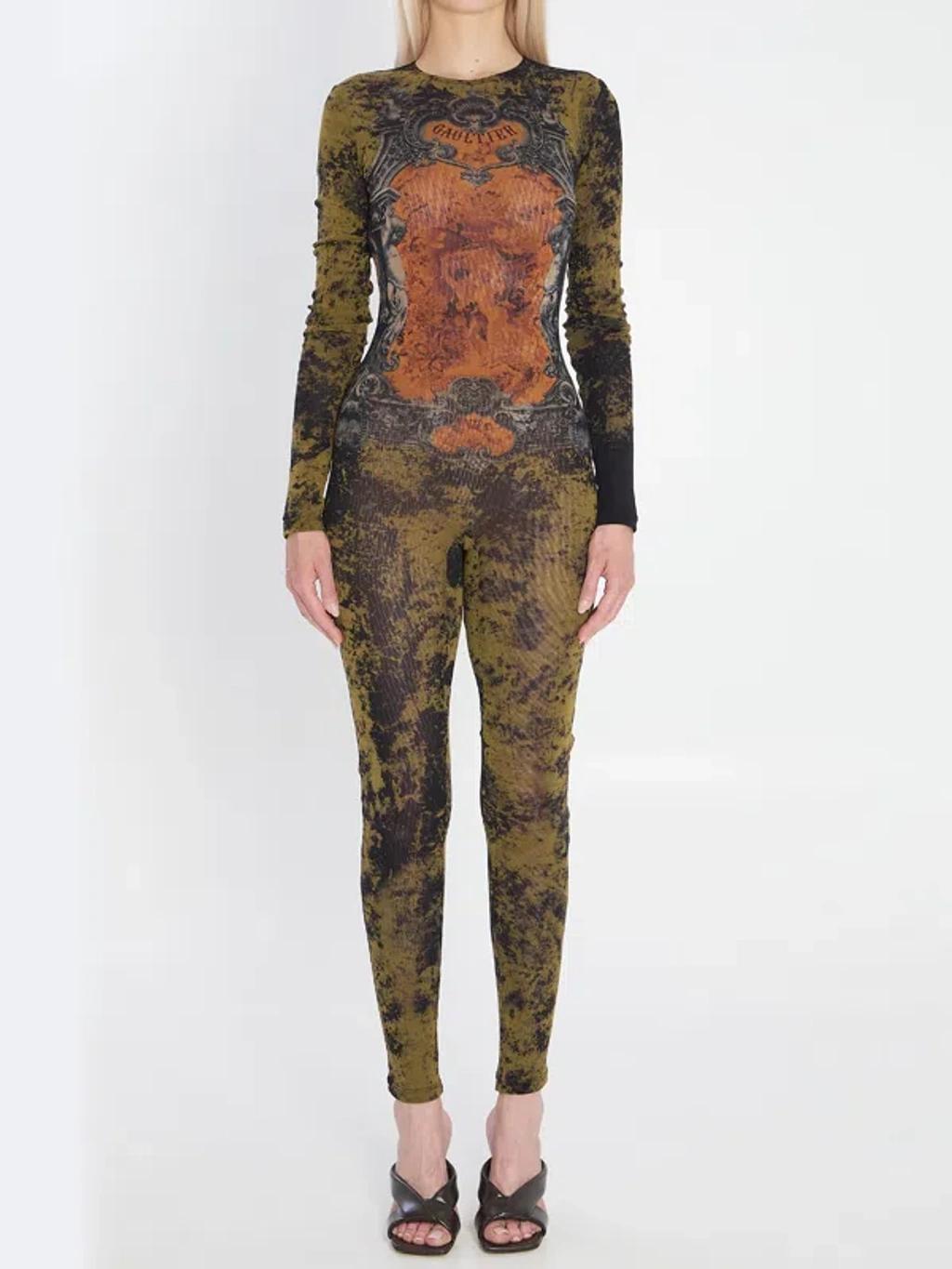 JEAN PAUL GAULTIER Graphic Print Full-length Dress With Long Sleeves In Black Product Image