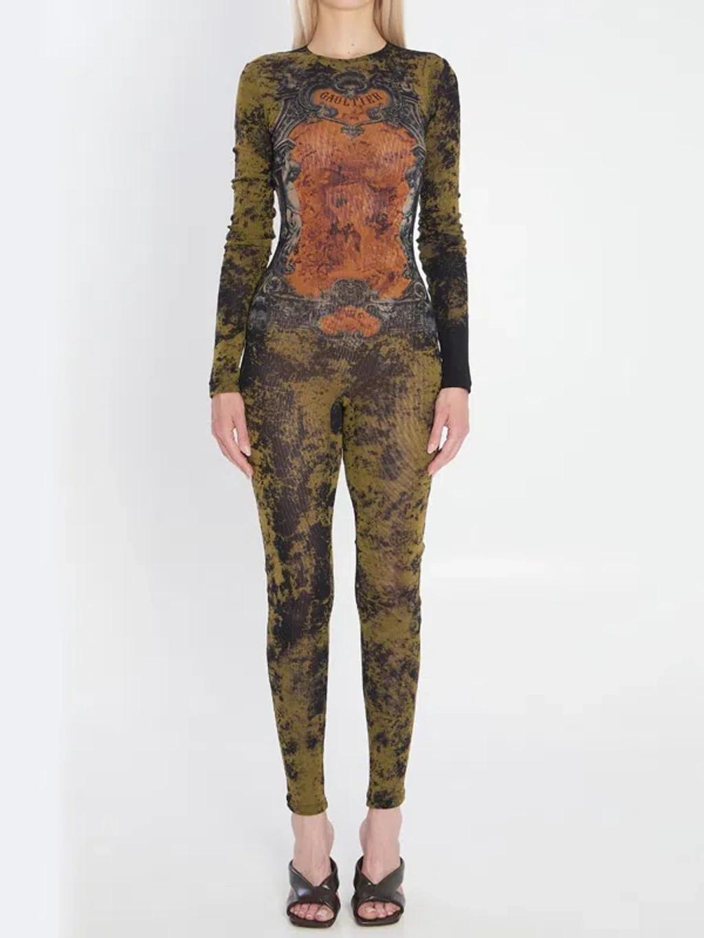 JEAN PAUL GAULTIER Graphic Print Full-length Dress With Long Sleeves In Black Product Image