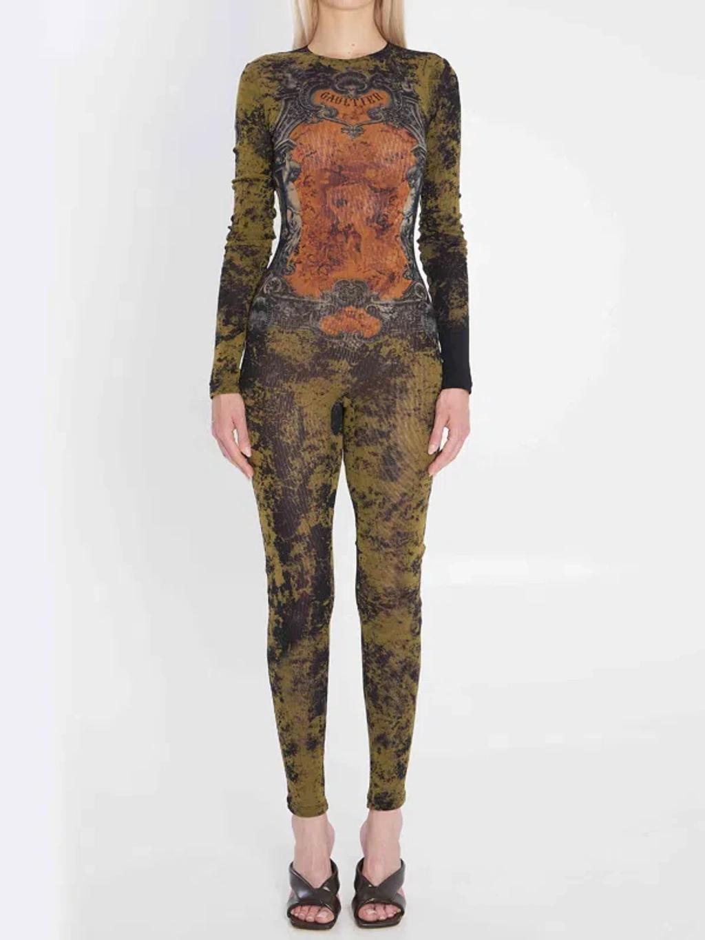 JEAN PAUL GAULTIER Graphic Print Full-length Dress With Long Sleeves In Black Product Image