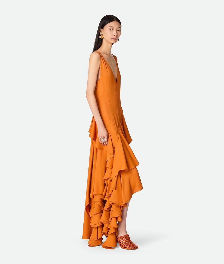 Women's Light Viscose Ruffle Dress in Apricot Product Image