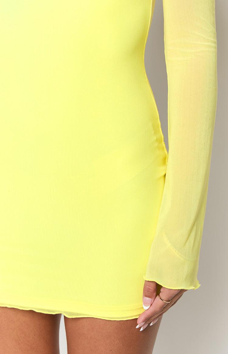 Clyde Yellow Long Sleeve Mini Dress Product Image