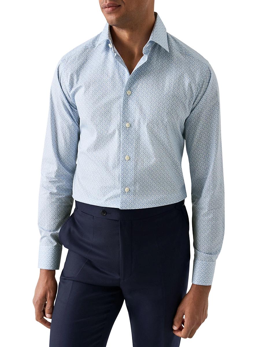 Mens Contemporary-Fit Geometric Cotton Shirt Product Image
