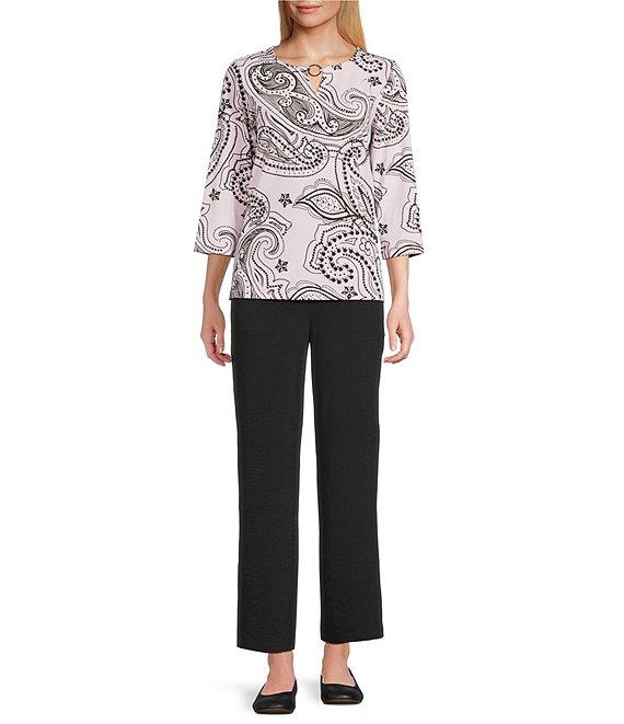 Allison Daley Paisley Flourish Keyhole Neck 3/4 Sleeve Knit Top Product Image