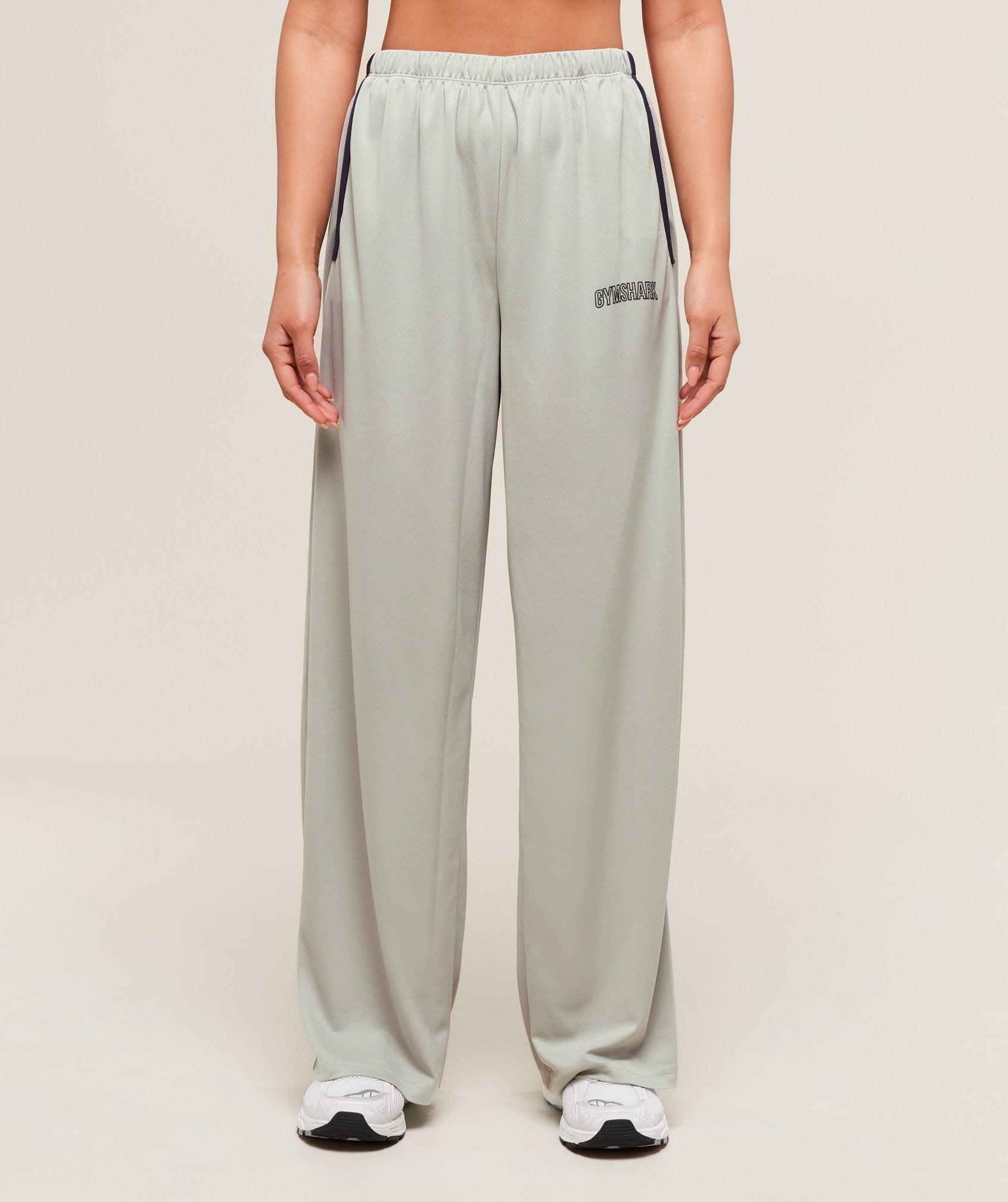 Gymshark Mesh Straight Leg Pants - Stone Grey/Heavy Blue Female Product Image