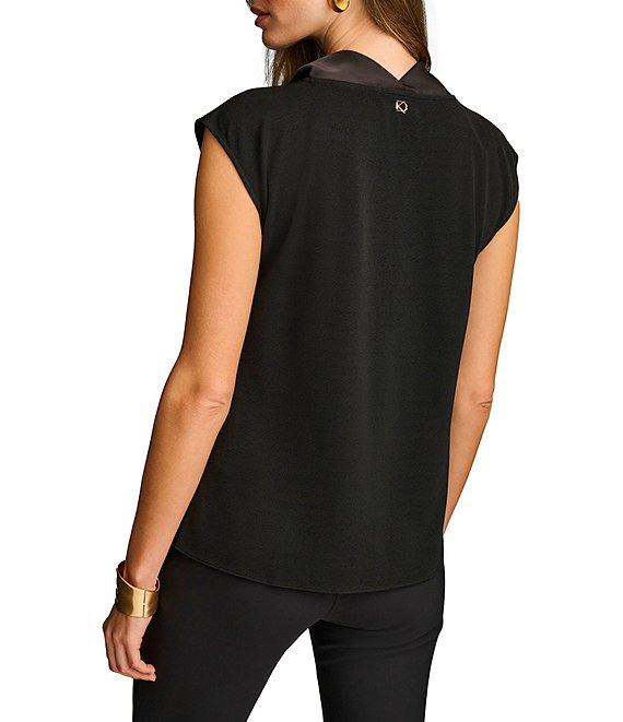 Donna Karan Knit Cowl Neck Short Sleeve Blouse Product Image