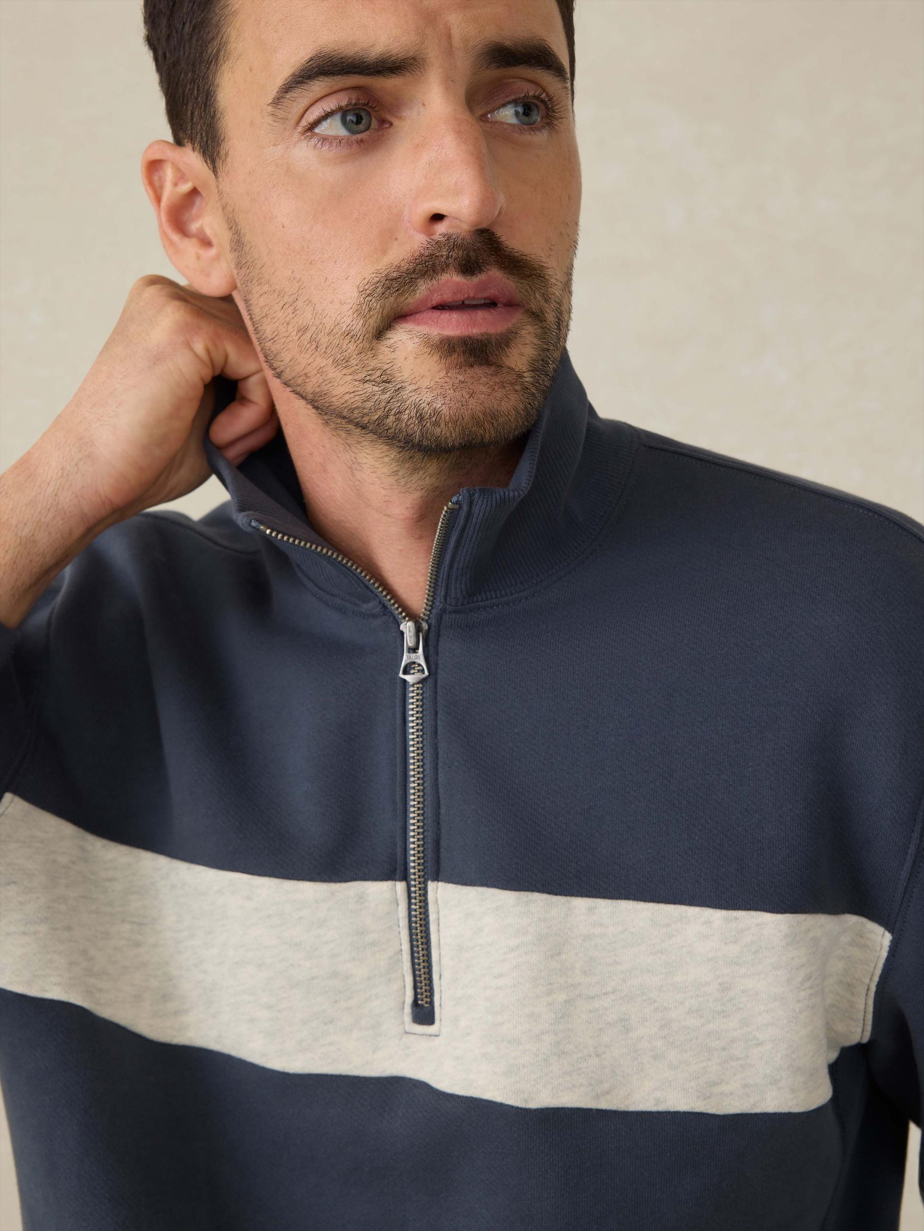 High Standard Fleece Quarter Zip - Blue Nights Surf Stripe Male Product Image