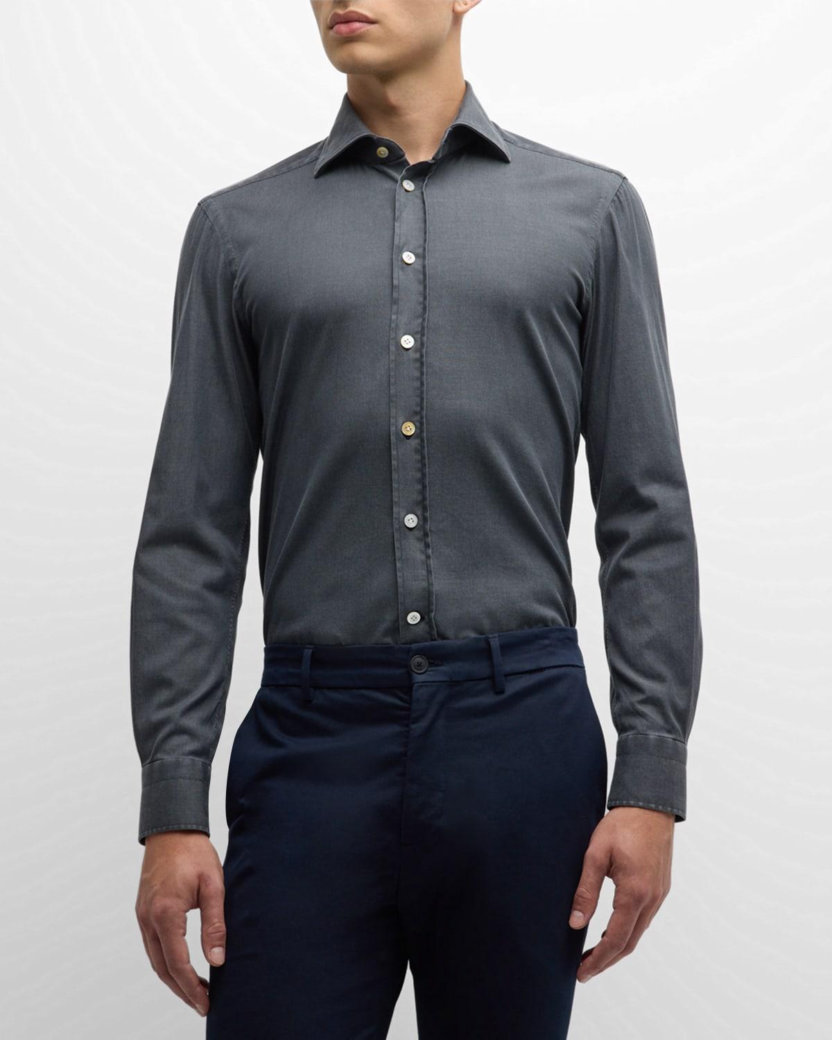 Men's Stretch Chambray Casual Button-Down Shirt Product Image