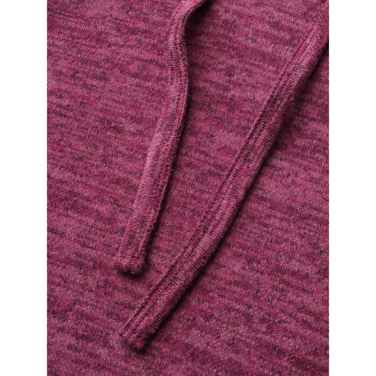 Plus Size Cowl Neck Plain Heather Drawstring Sweatshirt Women RedViolet Casual Drawstring Loose Ruffled collar Everyday Sweatshirts BloomChic 22-24/3X Product Image