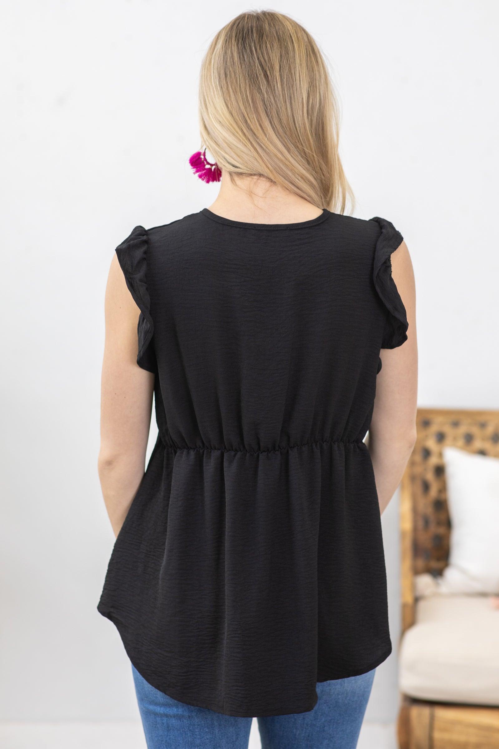 Black Woven Babydoll Top Product Image
