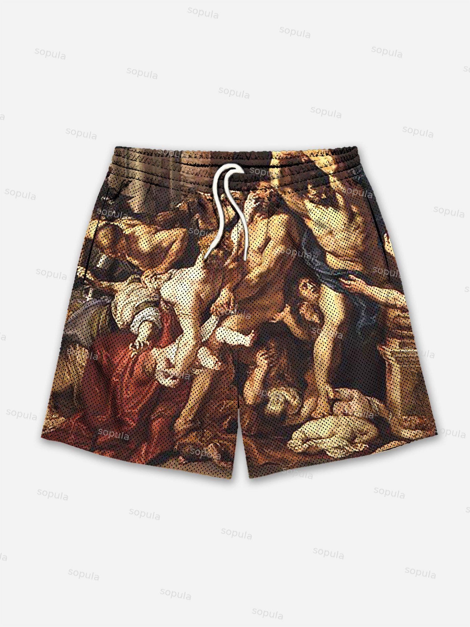 God Heaven Print Mesh Shorts Product Image