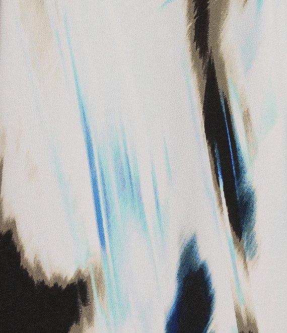 DKNY by Donna Karan Surplice V-Neck Printed Side Ruched Short Sleeve Top Product Image