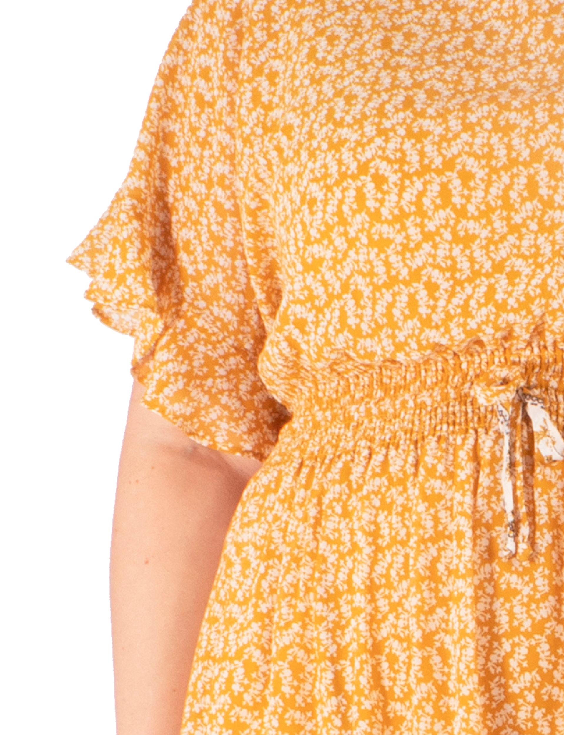 Mustard Petal Border Print Dress - Plus Product Image