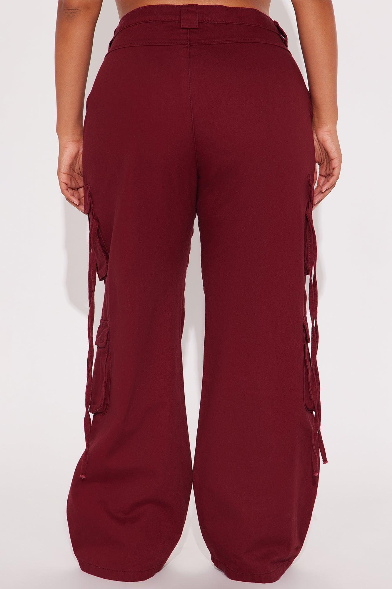 Golden Hour Wide Leg Cargo Pant - Burgundy Female Product Image