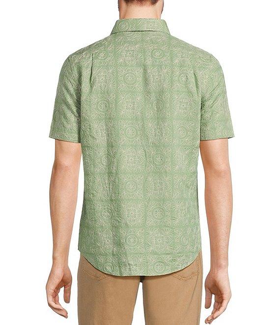 Murano From The Garden Collection Slim Fit Allover Embroidered Short Sleeve Woven Convertible Camp Shirt Product Image