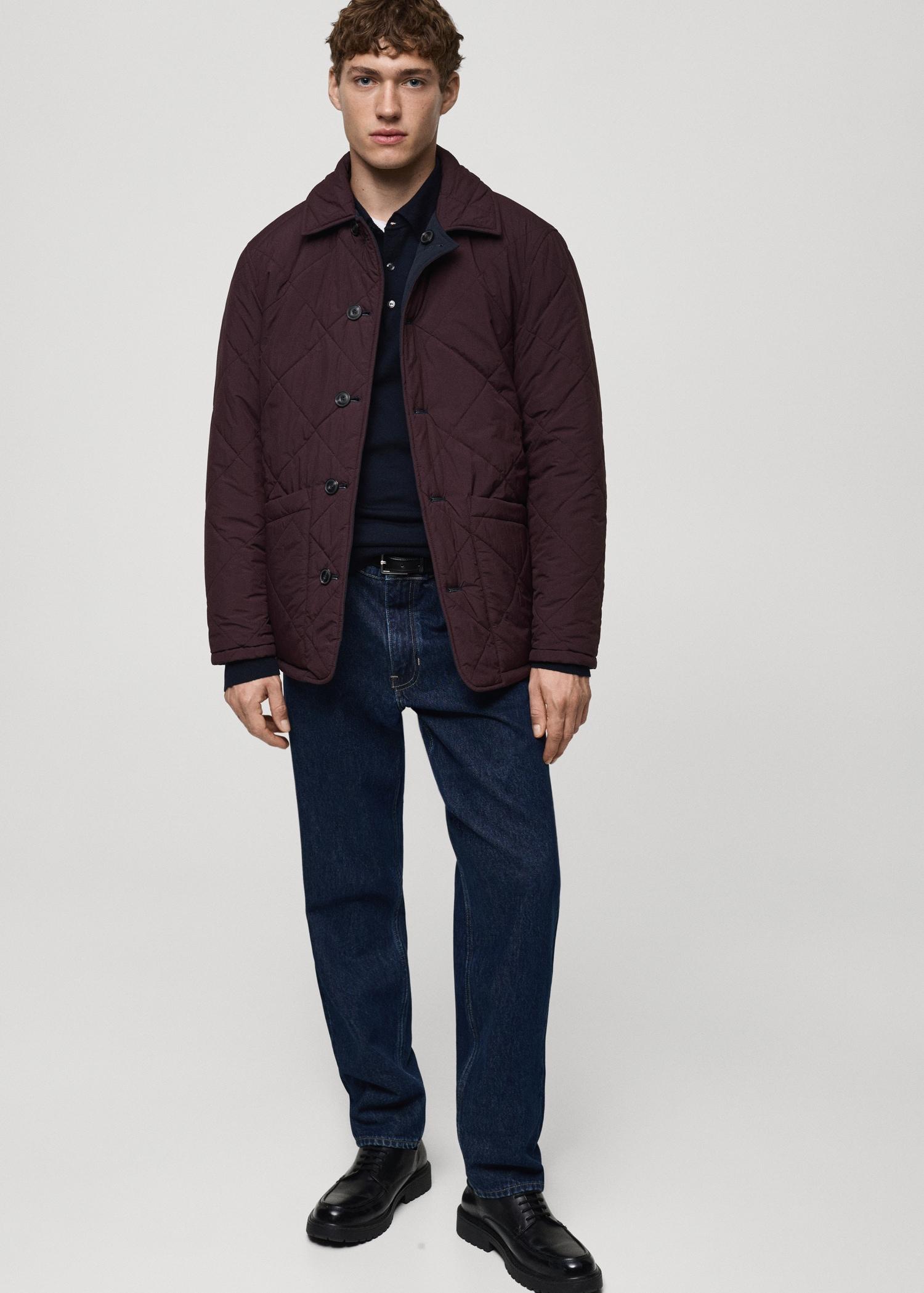 Two-tone reversible quilted jacket - Men | MANGO USA Product Image