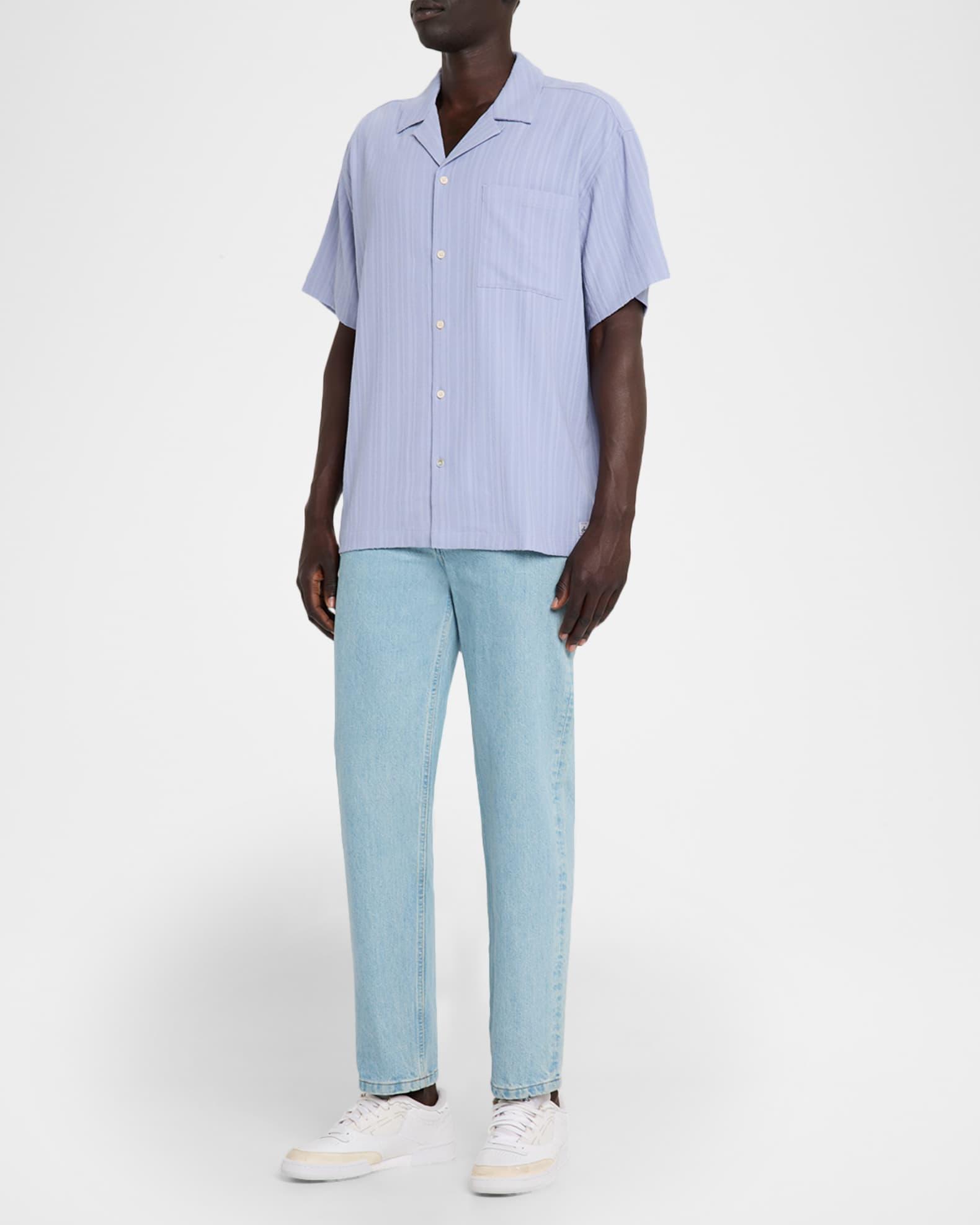 Men's Textured Stripe Pocket Short-Sleeve Shirt Product Image