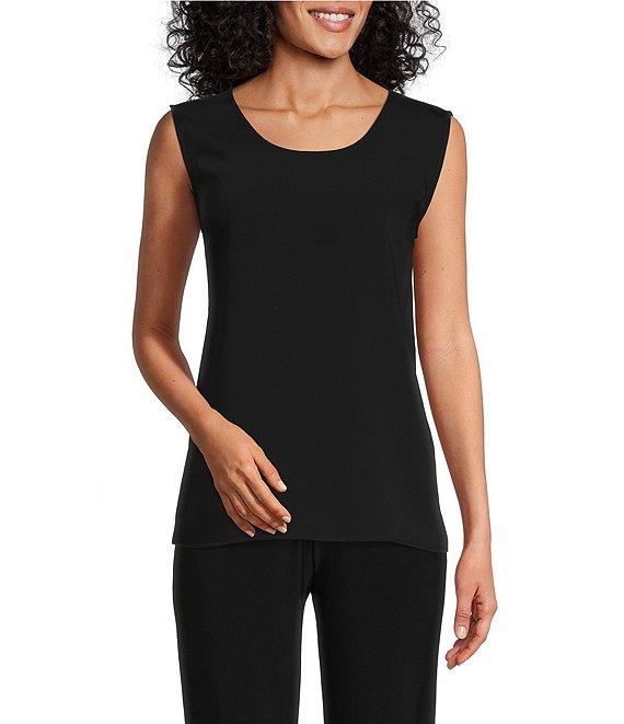 Caroline Rose Matte Crepe Scoop Neck Sleeveless Tank Top Product Image