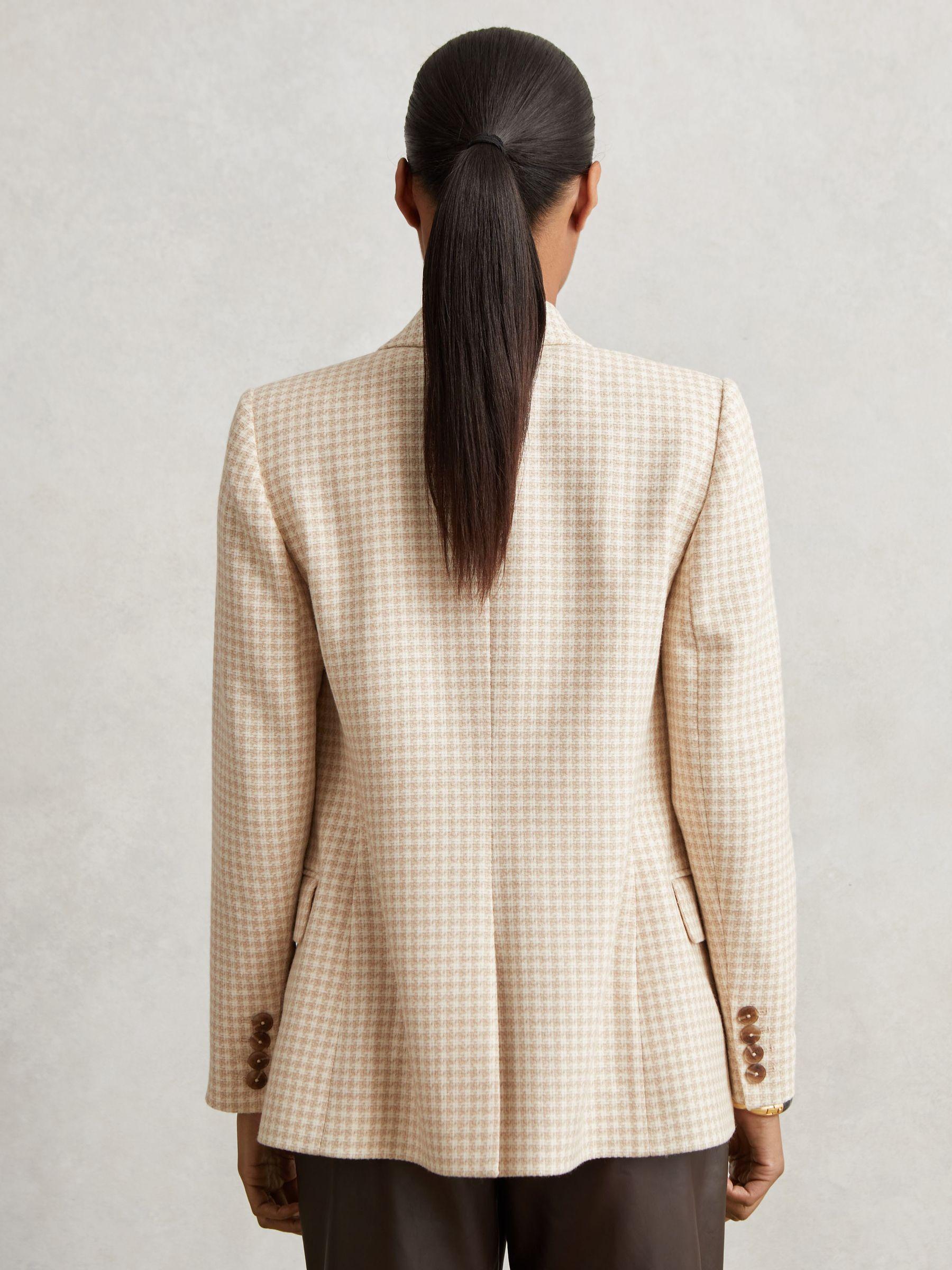 Petite Double Breasted Check Blazer With Wool in Neutral Check Product Image