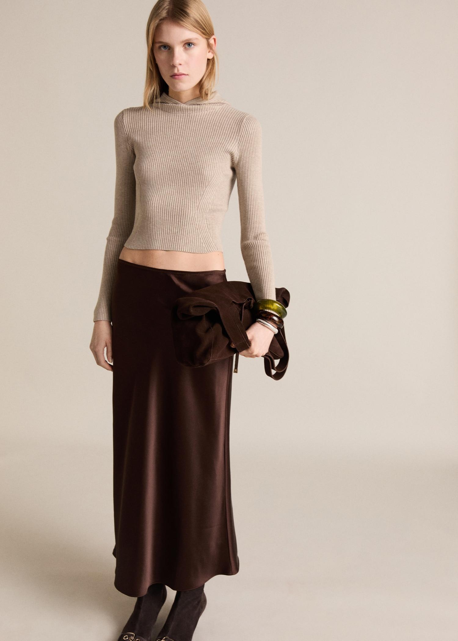 Ribbed hooded sweater - Women | MANGO USA Product Image