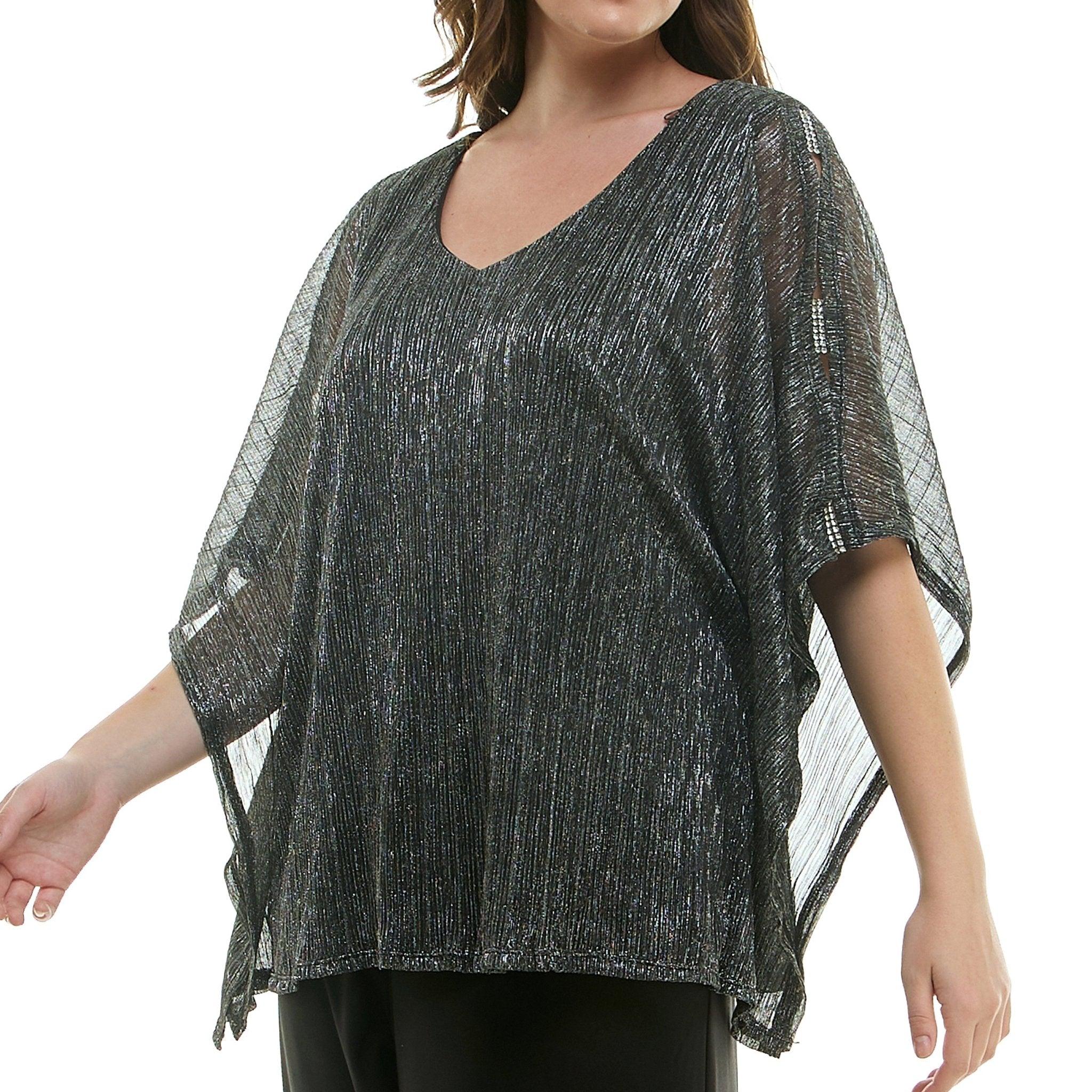 Novelty Trim Cold Shoulder Poncho Pant Set - Plus Product Image