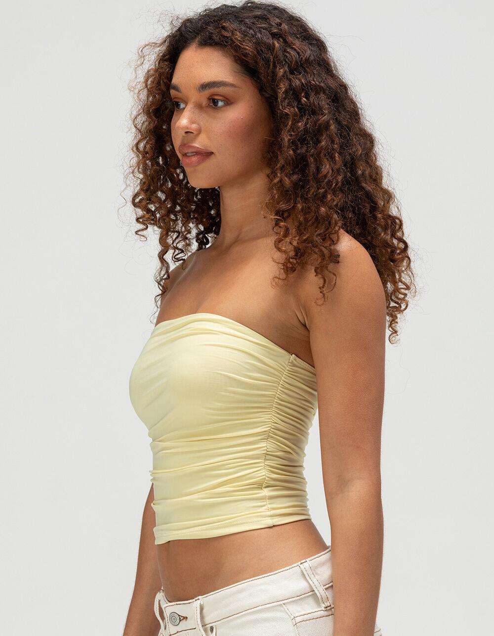 TILLYS Butter Soft Double Layer Womens Tube Top - YELLOW Product Image