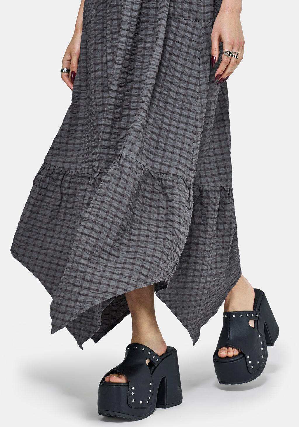 Nimira Check Handkerchief Hem Midi Dress Product Image