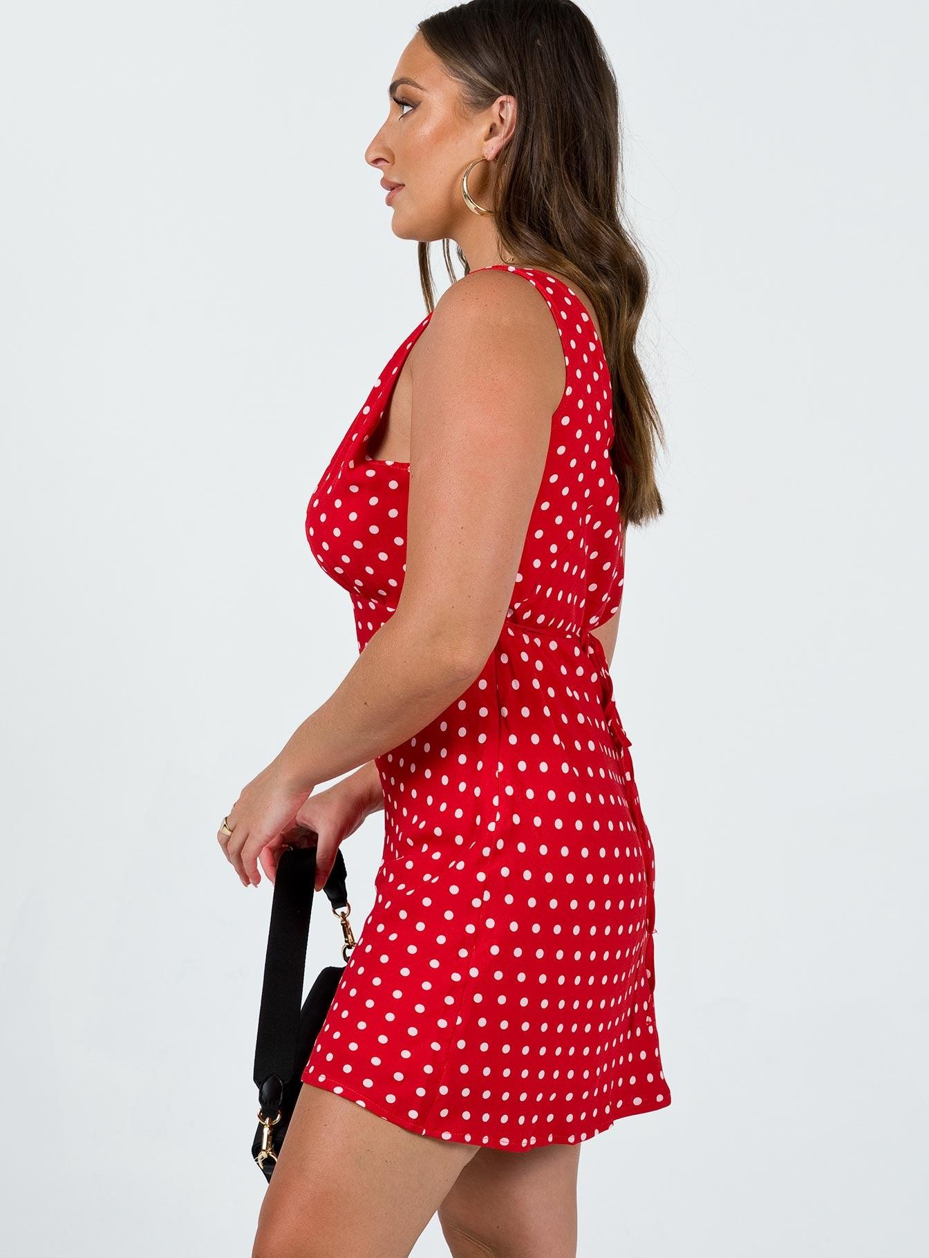 Nellie Mini Dress Red Polka Dot Product Image