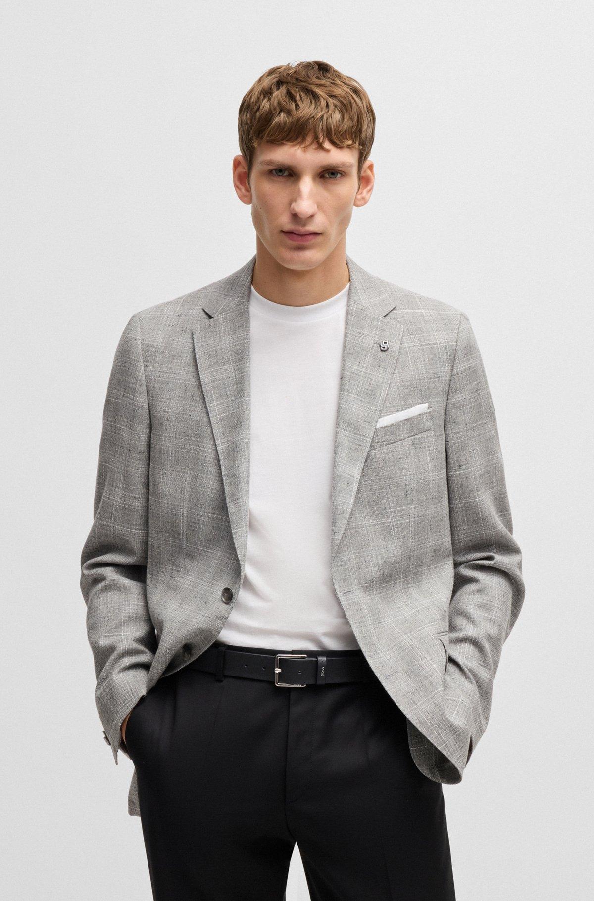 BOSS - Structured-leather belt with logo keeper - Black Product Image