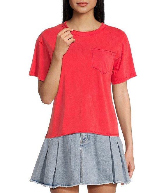 C&V Chelsea & Violet Crew Neck Short Sleeve Front Pocket Coordinating T-Shirt Product Image