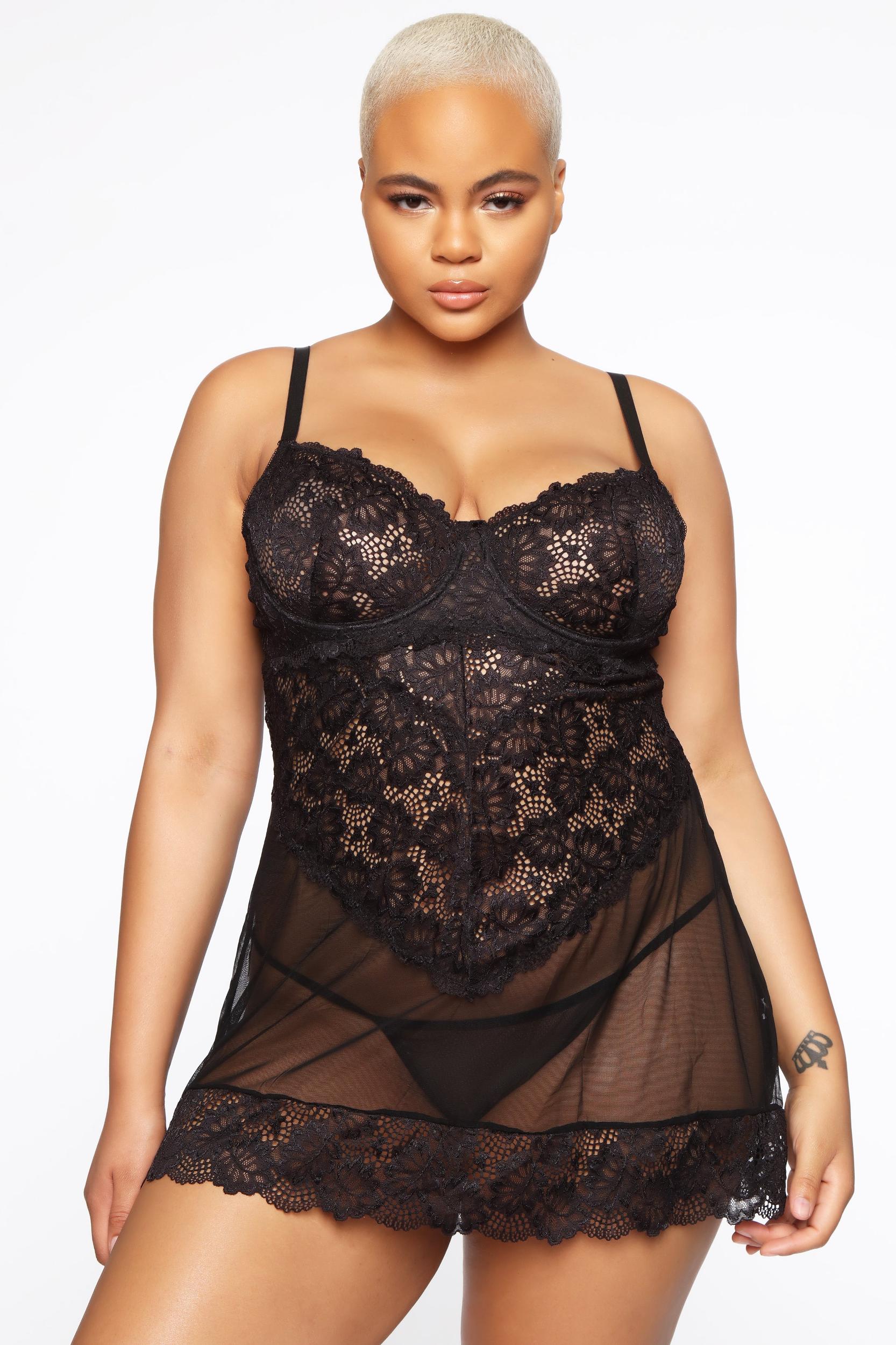 Keep Her Secret Lace Babydoll - Black Product Image