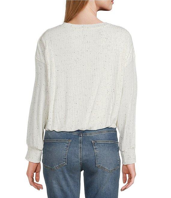 Westbound Knit Long Sleeve Crew Neck Bubble Top Product Image