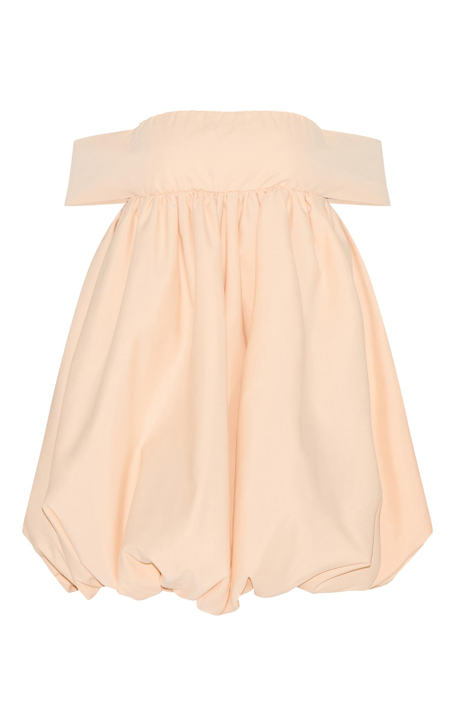 Petite Peach Bardot Puffball Mini Dress Product Image