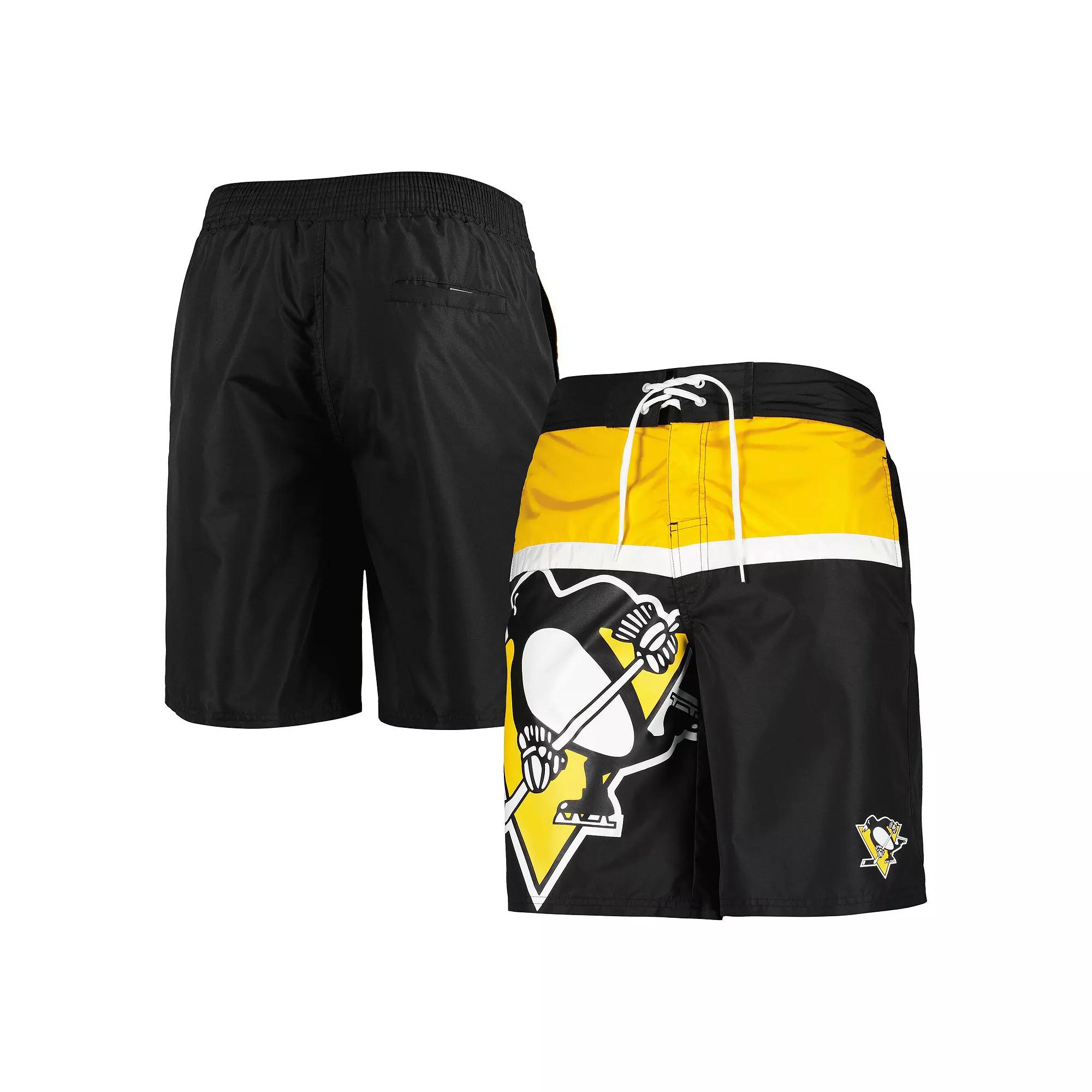 Men's Starter Black Pittsburgh Penguins Sea Wind Swim Trunks,  Product Image