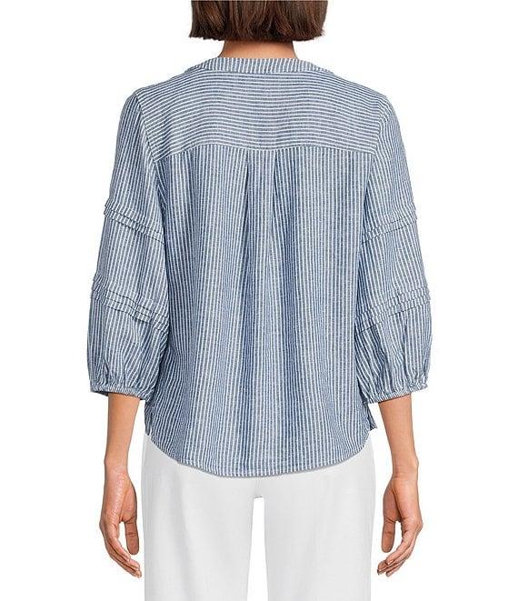 Westbound Stripe Print 3/4 Sleeve V-Neck Top Product Image