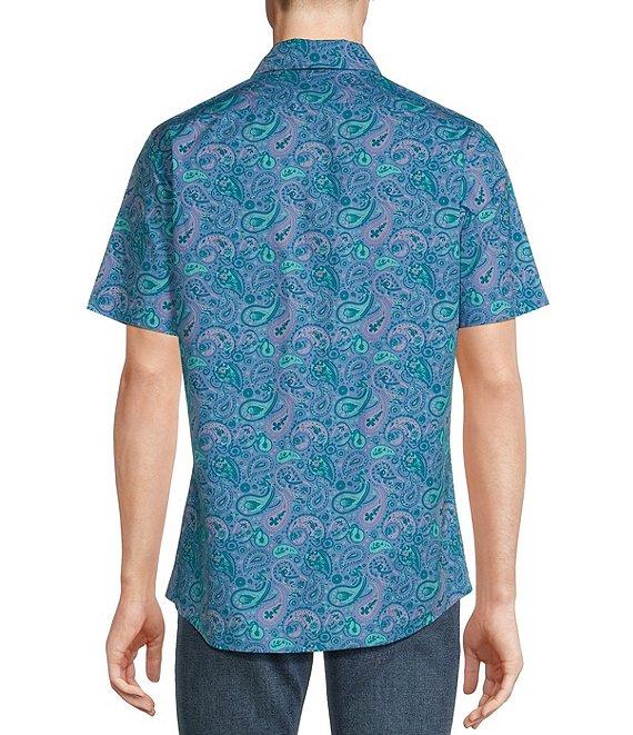 Cremieux Premium Denim Medium Paisley Print Stretch Short Sleeve Woven Shirt Product Image