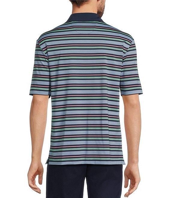 Roundtree & Yorke Performance Short Sleeve Multi Stripe Polo Shirt Product Image